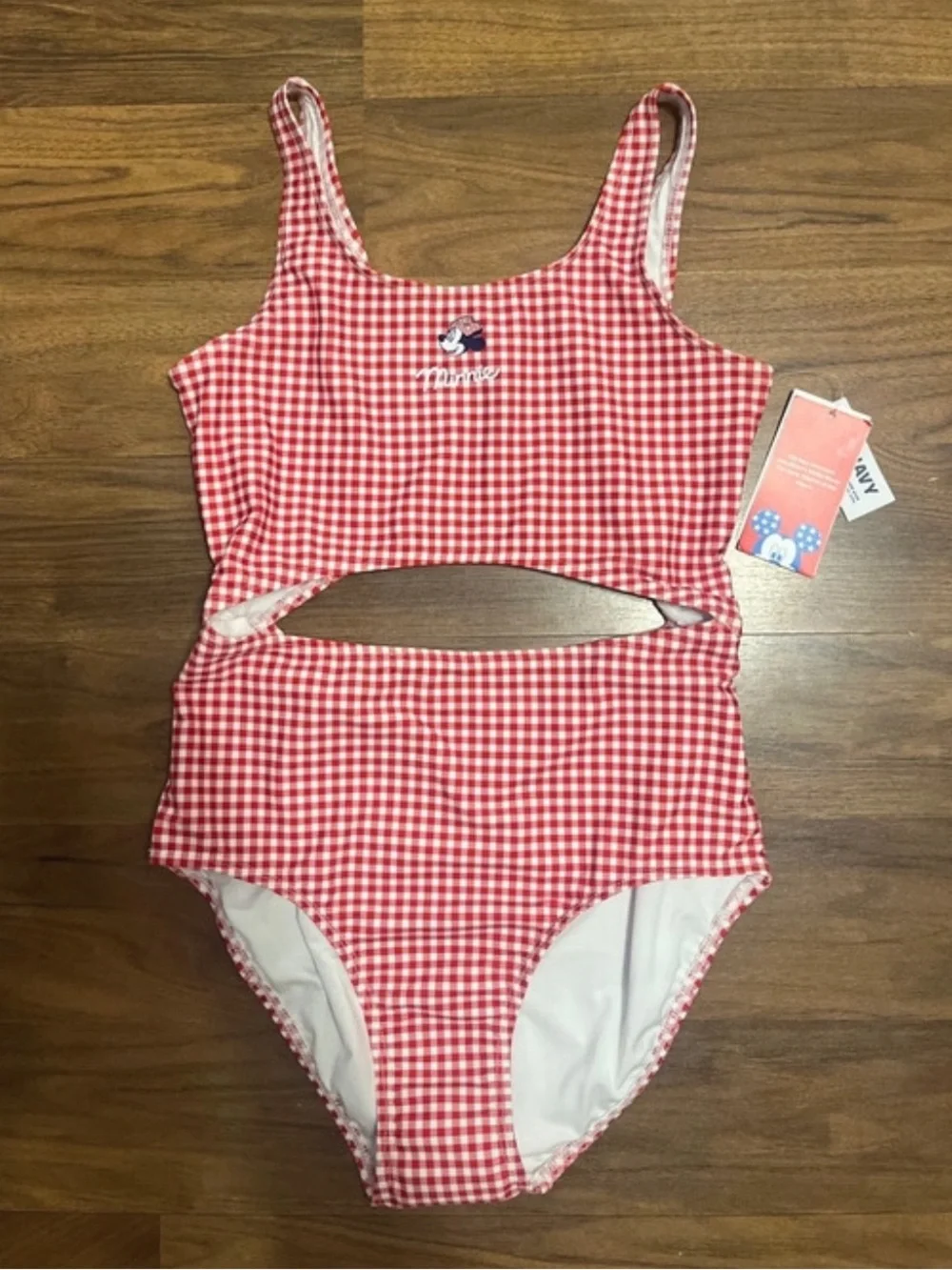 Old navy x Disney Minnie Mouse red gingham one piece swimsuit